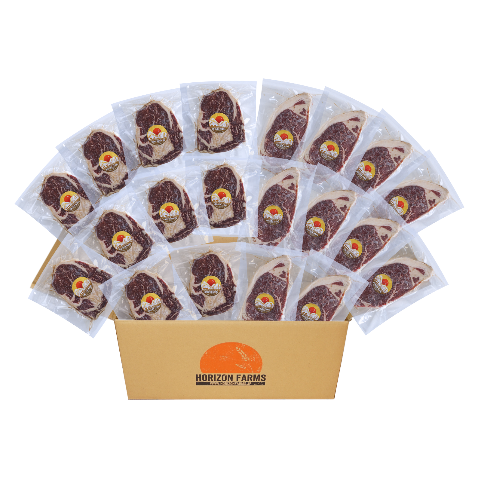 送料無料 グレインフェッドビーフ 牛肉 リブロース & サーロイン ステーキ セット お肉 詰め合わせ 2種 合計20点(4kg) ホライズンファームズ