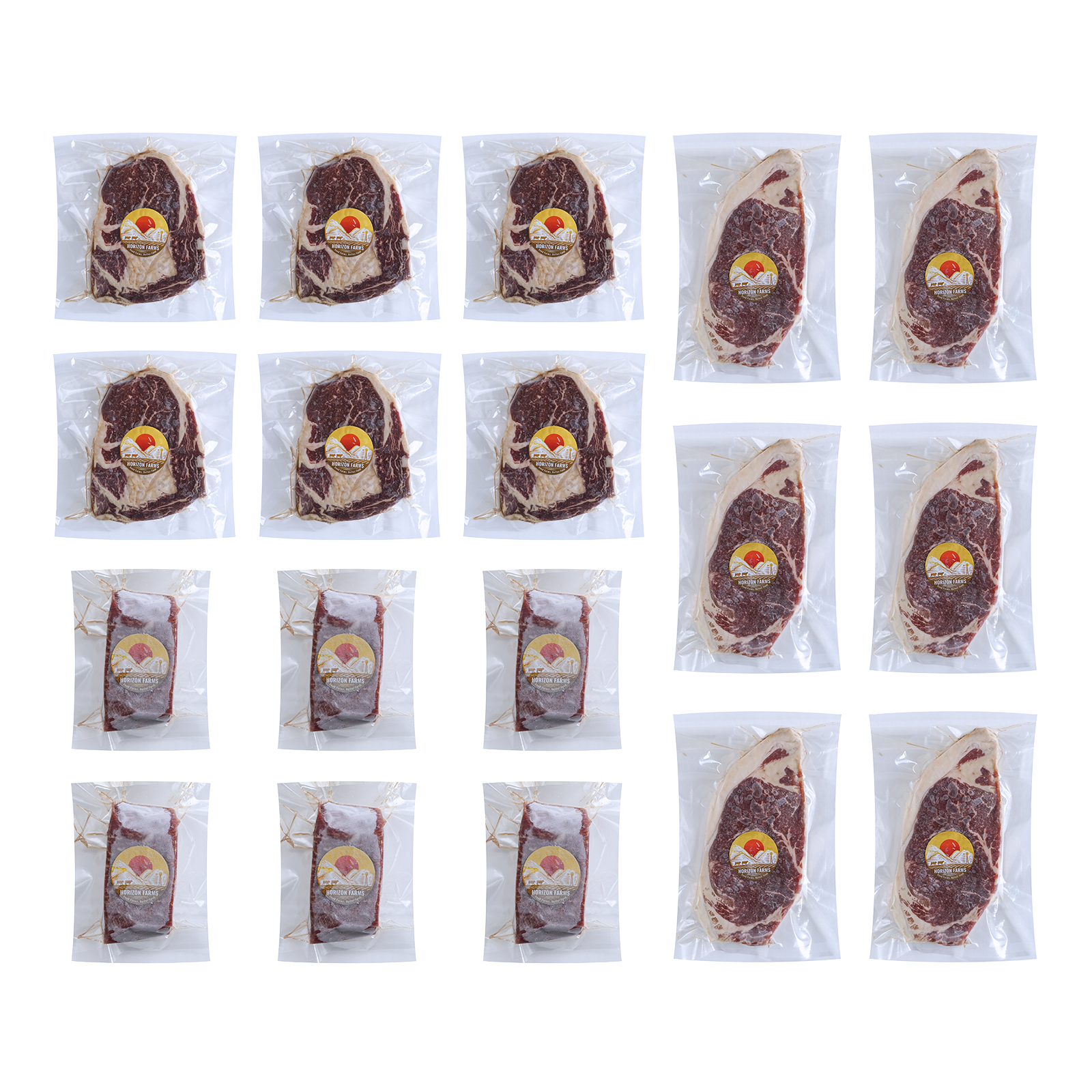 送料無料 グレインフェッドビーフ 牛肉 ステーキ セット お肉 詰め合わせ 3種 合計18点(3.6kg) ホライズンファームズ