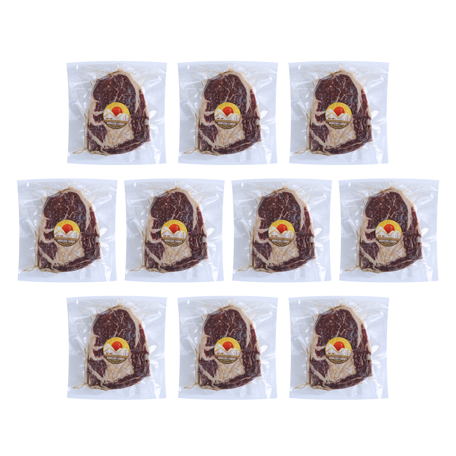 グレインフェッドビーフ 牛肉 リブロース ステーキ 詰め合わせセット 放牧牛 合計10点 (2kg) ホライズンファームズ