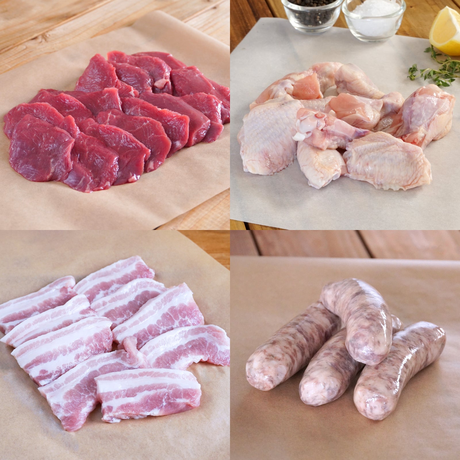 焼肉 BBQ 王道 4種セット 放牧牛 放牧豚 放牧チキン 無添加ソーセージ (1.3kg・3~4人前) ホライズンファームズ