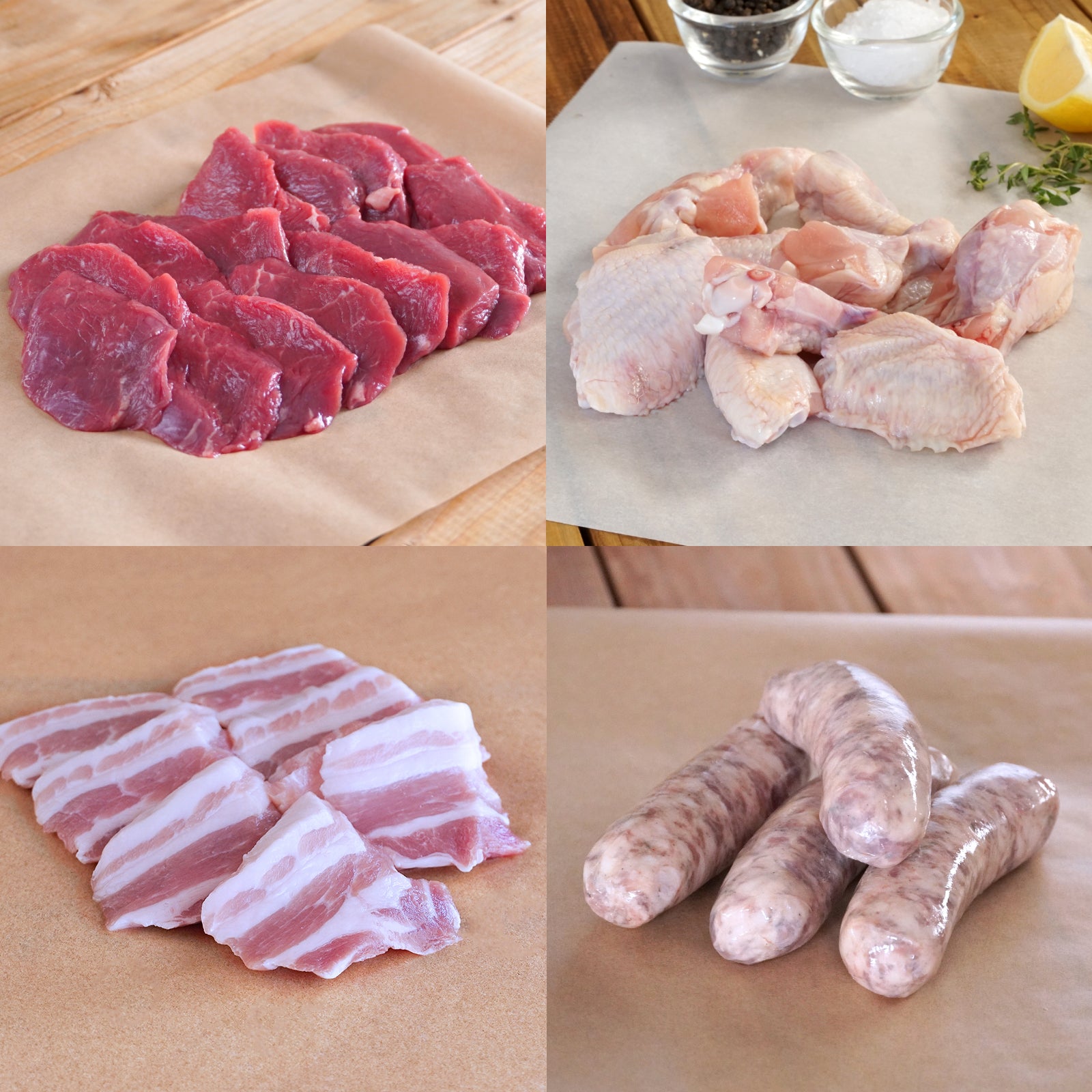 焼肉 BBQ 王道 4種セット 放牧牛 放牧豚 放牧チキン 無添加ソーセージ (1.3kg・3~4人前) ホライズンファームズ