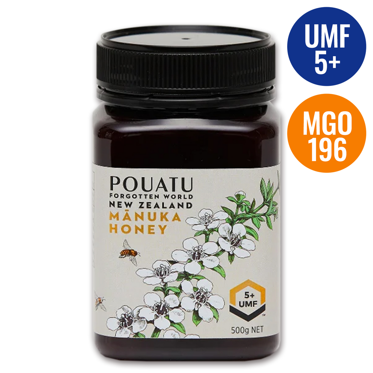 UMF認証 高品質 天然 蜂蜜 マヌカハニー UMF5+ MGO196 ニュージーランド産 (500g) ホライズンファームズ