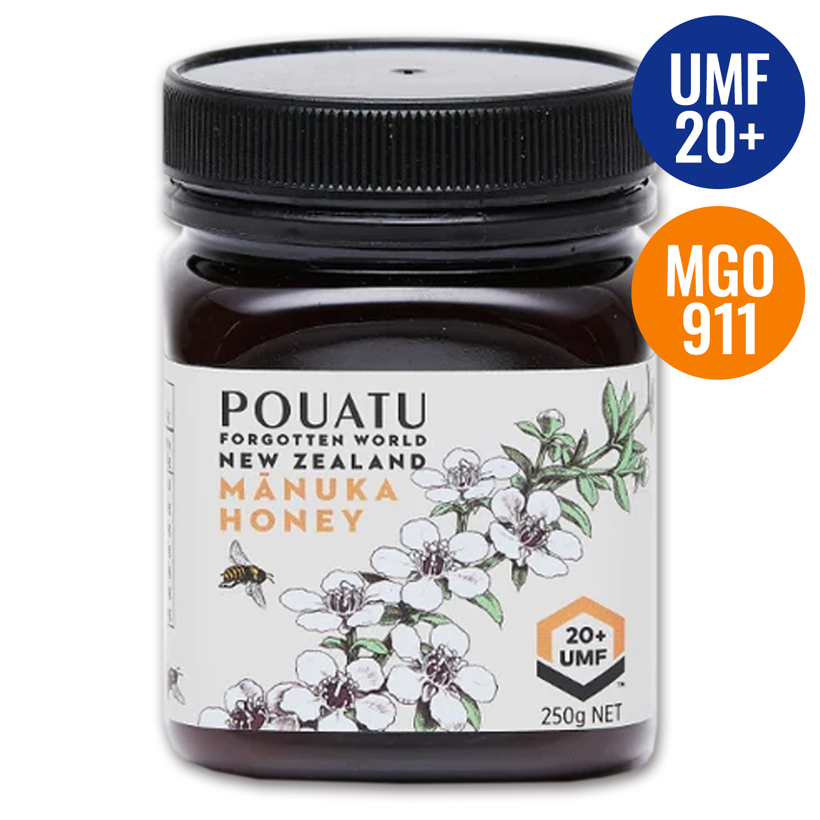 UMF認証 高品質 天然 蜂蜜 マヌカハニー UMF20+ MGO911 ニュージーランド産 (250g) ホライズンファームズ