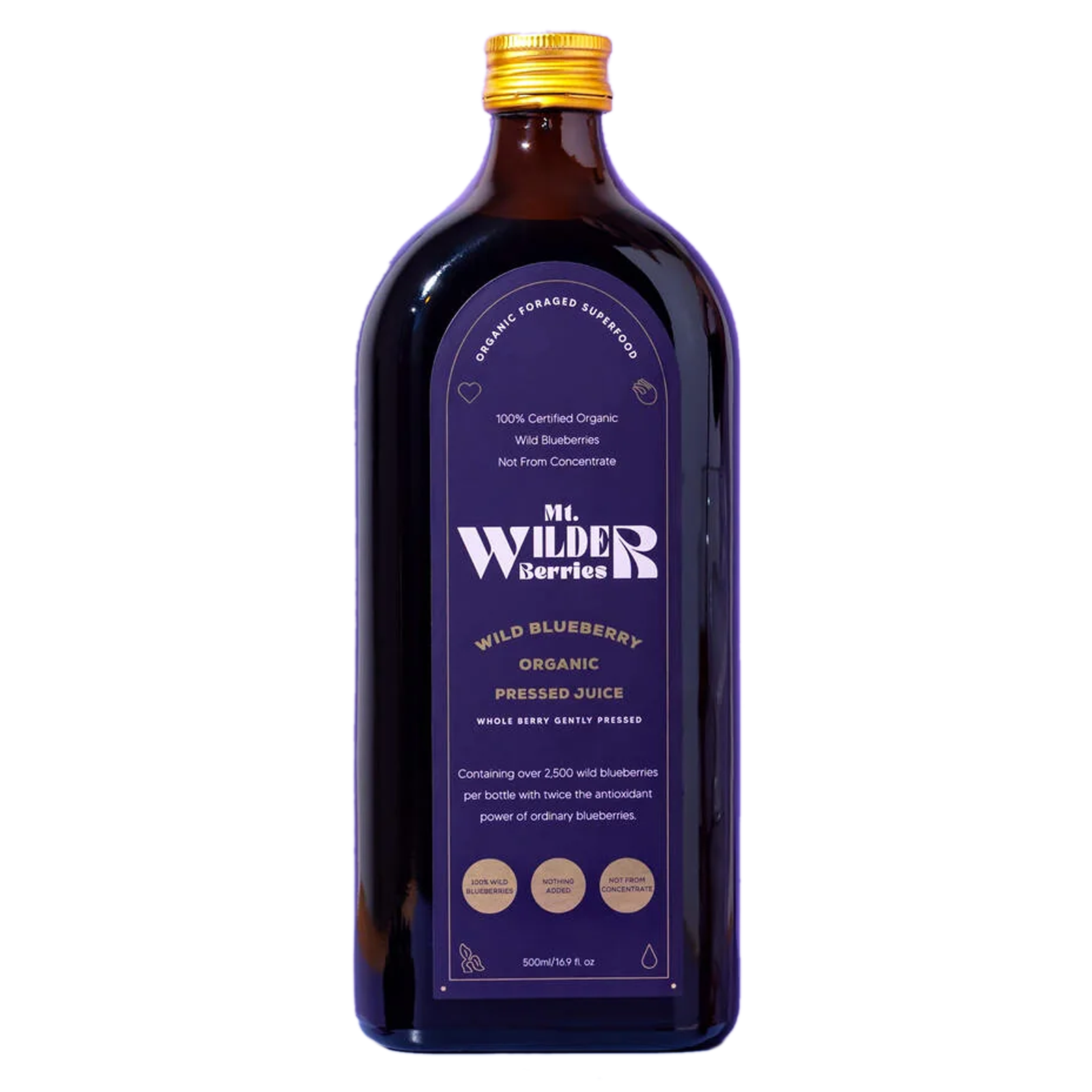 オーガニック ワイルドブルーベリー ジュース 砂糖不使用 化学物質不使用 スウェーデン産 (500ml) ホライズンファームズ