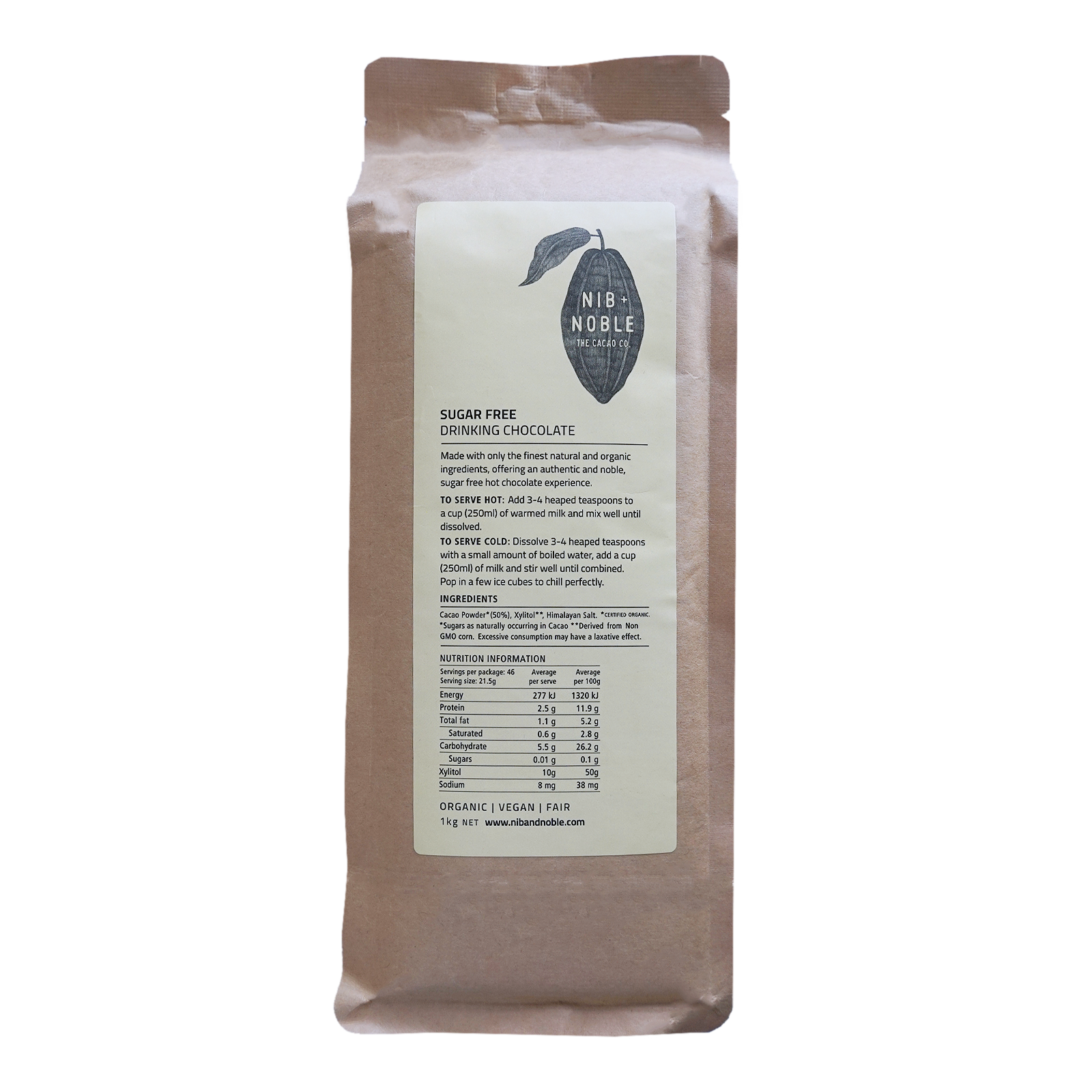 オーガニック シュガーフリー ホット チョコレート パウダー 生カカオ オーストラリア産  (200g・9杯分 - 1kg・46杯分) ホライズンファームズ