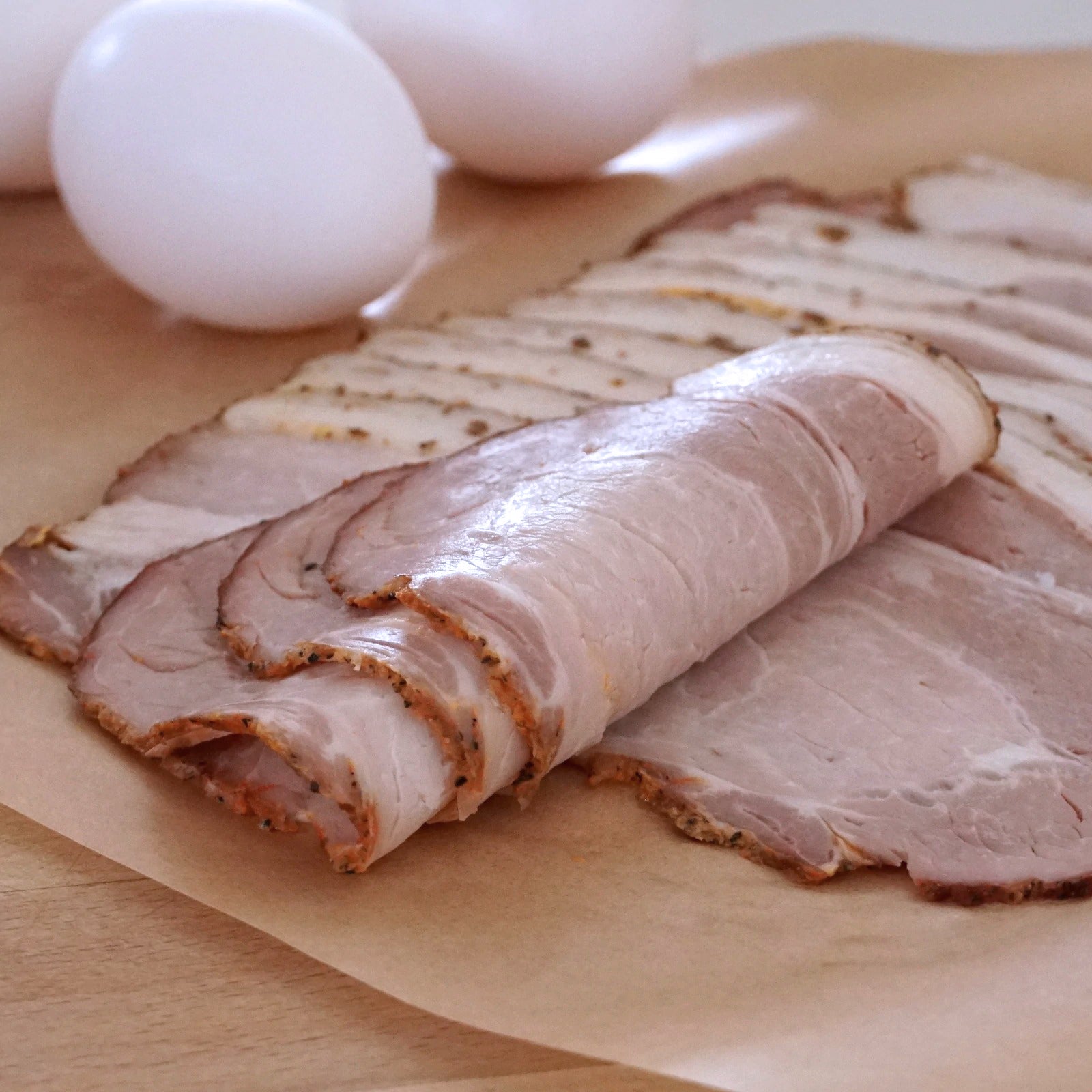 無添加・砂糖不使用 放牧豚 スモーク カナダ風 ロース ベーコン スライス (200g) ホライズンファームズ