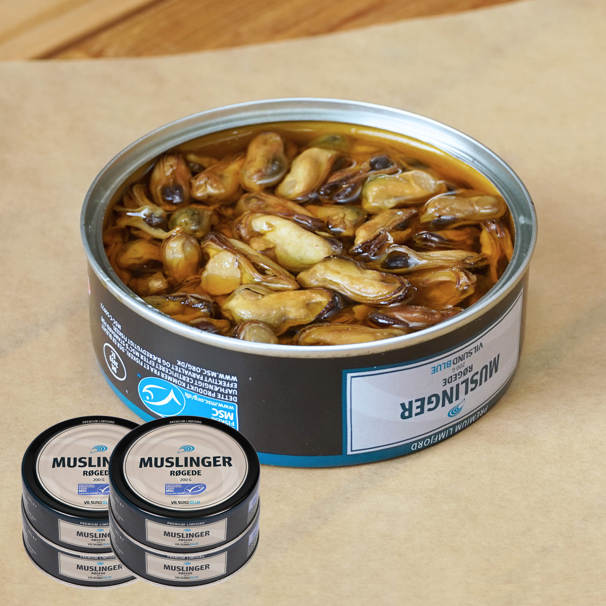MSC 認証 無添加 ムール貝 燻製 オイル漬け 缶詰 BPAフリー (200g×4) ホライズンファームズ